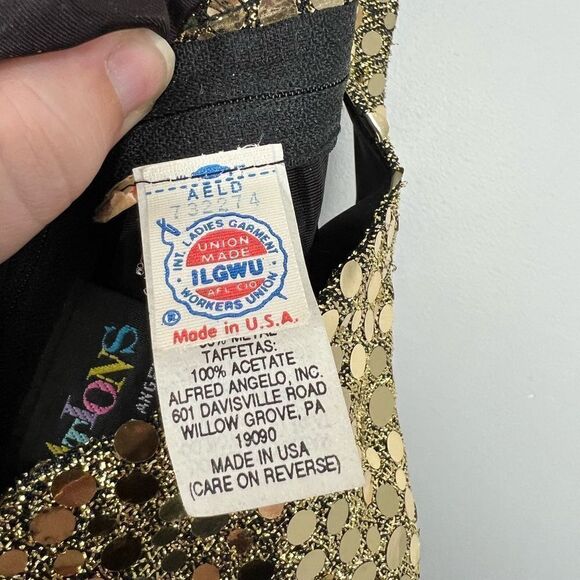 Vintage Gold Sequined Flirtations By Alfred Angelo Mini Party Dress - Picture 9 of 11